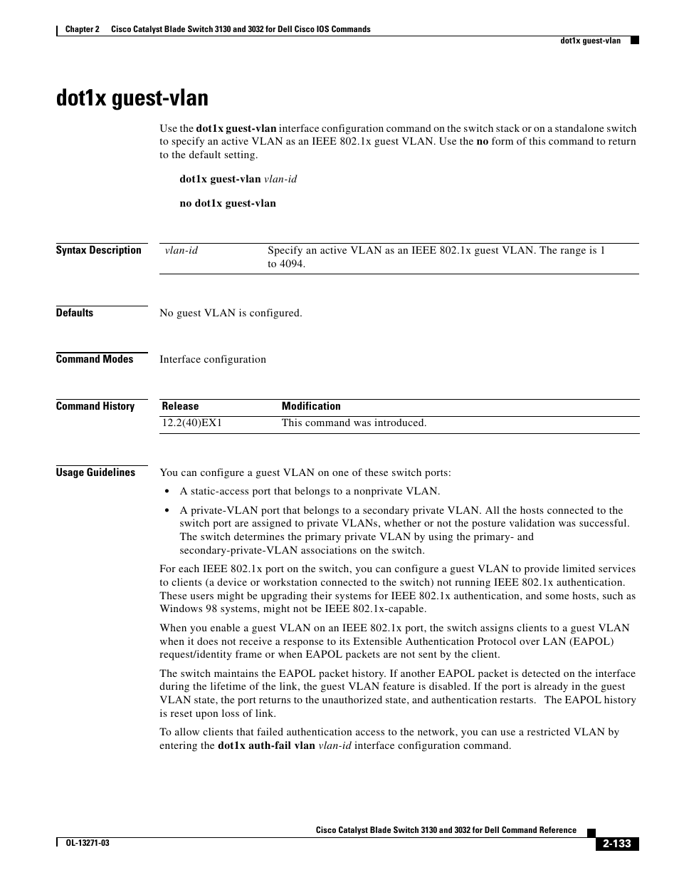 Dot1x guest-vlan | Dell POWEREDGE M1000E User Manual | Page 163 / 1082