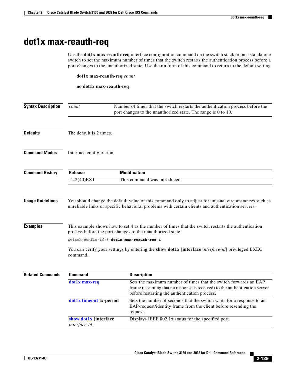 Dot1x max-reauth-req | Dell POWEREDGE M1000E User Manual | Page 169 / 1082