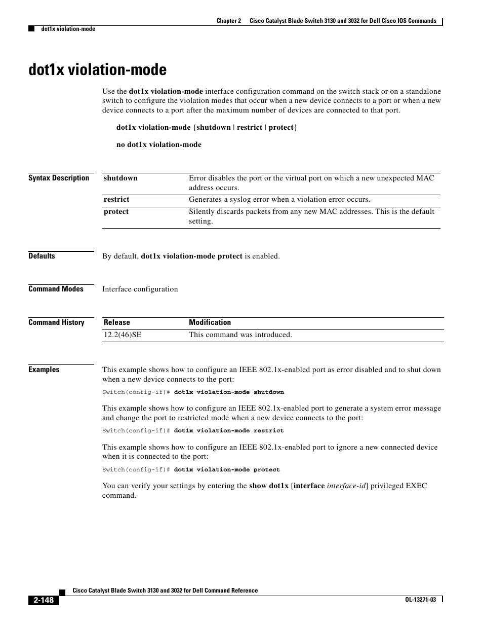 Dot1x violation-mode | Dell POWEREDGE M1000E User Manual | Page 178 / 1082