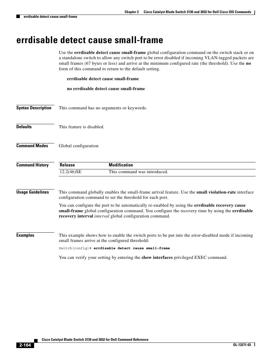 Errdisable detect cause small-frame | Dell POWEREDGE M1000E User Manual | Page 194 / 1082