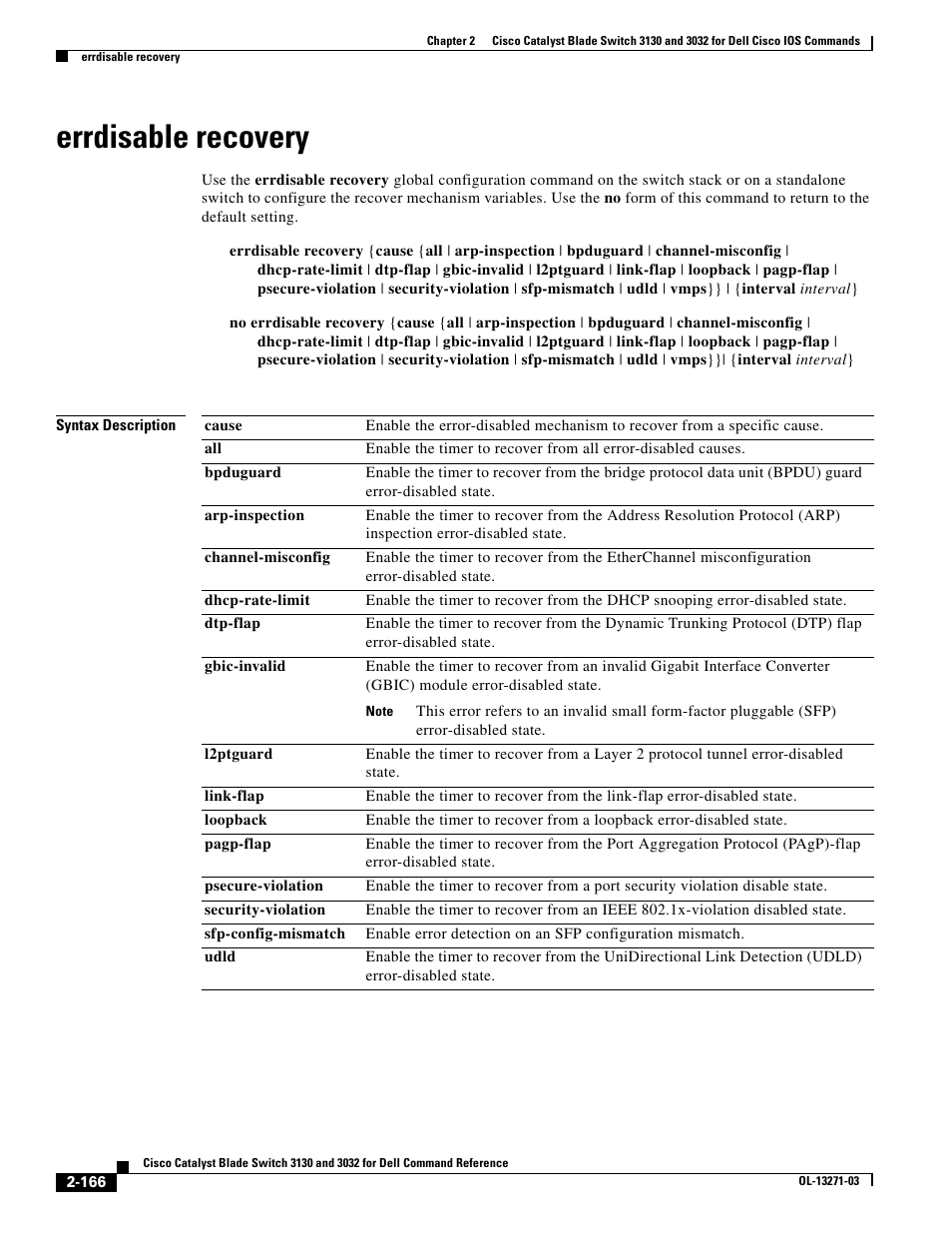 Errdisable recovery | Dell POWEREDGE M1000E User Manual | Page 196 / 1082