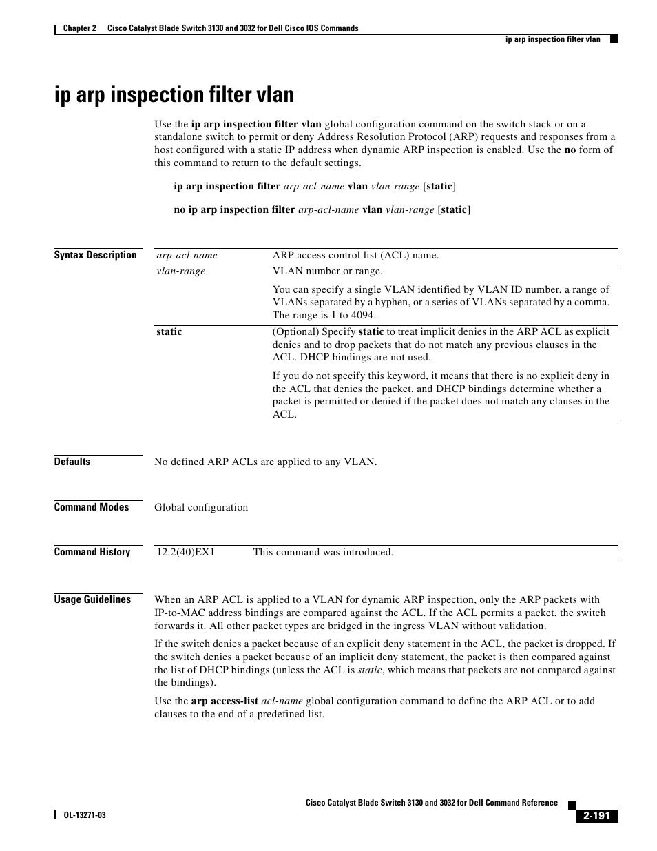 Ip arp inspection filter vlan | Dell POWEREDGE M1000E User Manual | Page 221 / 1082