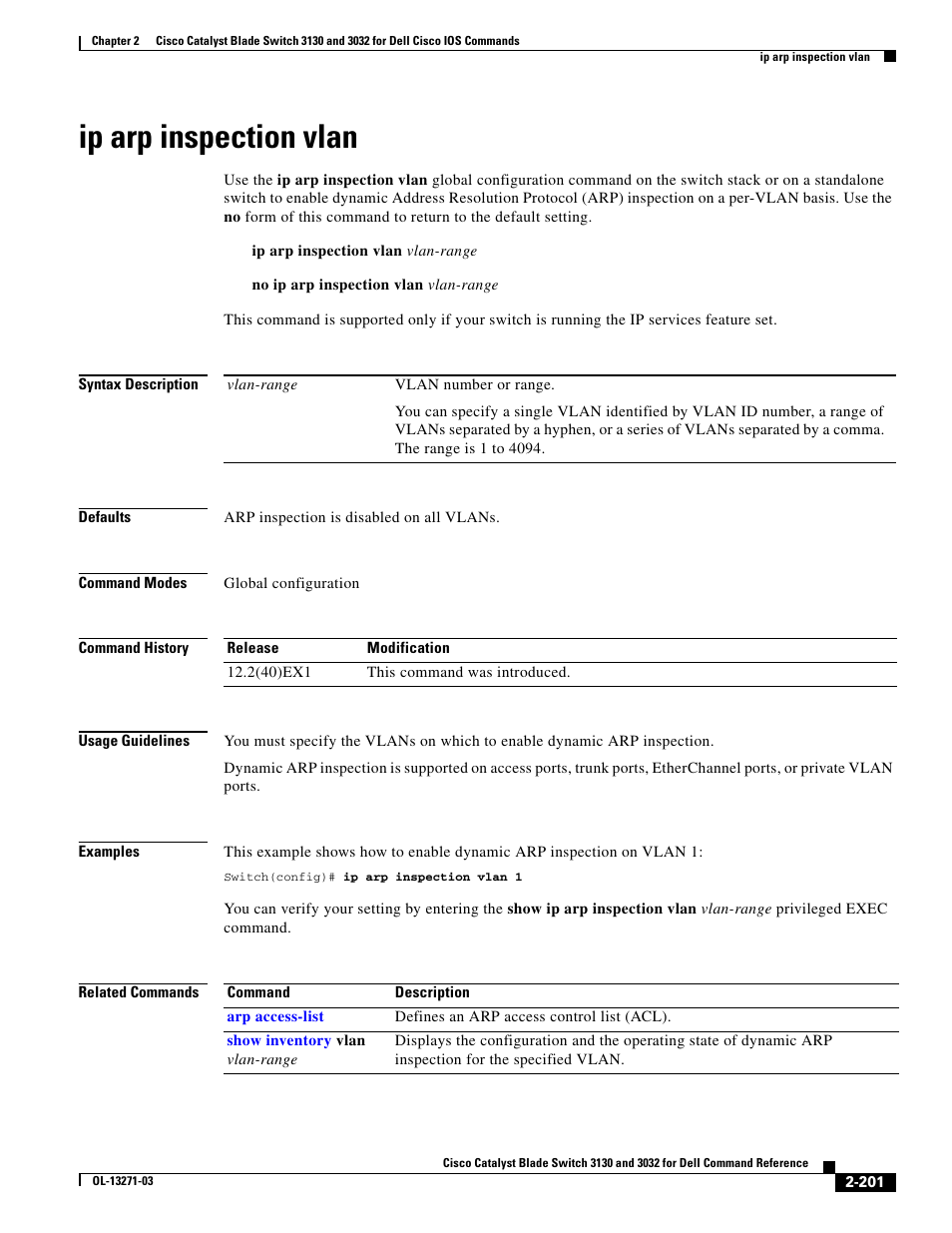 Ip arp inspection vlan | Dell POWEREDGE M1000E User Manual | Page 231 / 1082