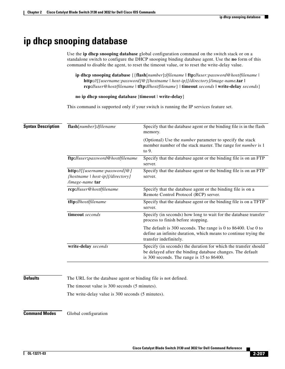 Ip dhcp snooping database | Dell POWEREDGE M1000E User Manual | Page 237 / 1082