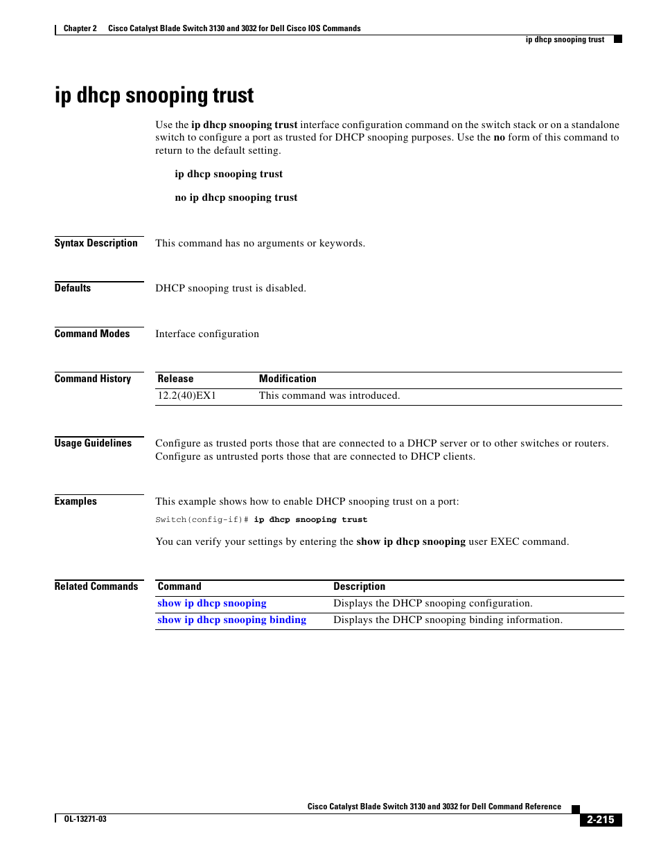 Ip dhcp snooping trust | Dell POWEREDGE M1000E User Manual | Page 245 / 1082