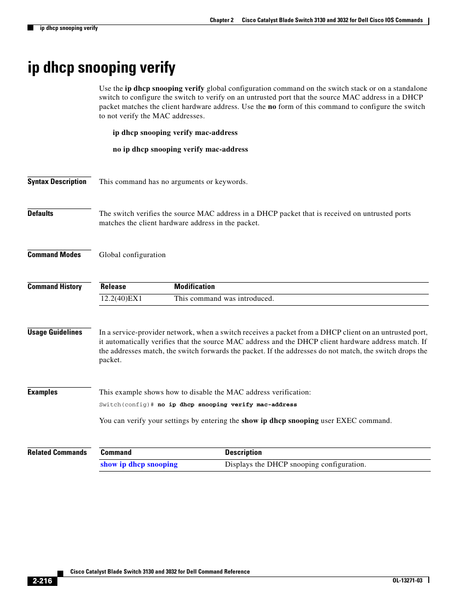 Ip dhcp snooping verify | Dell POWEREDGE M1000E User Manual | Page 246 / 1082