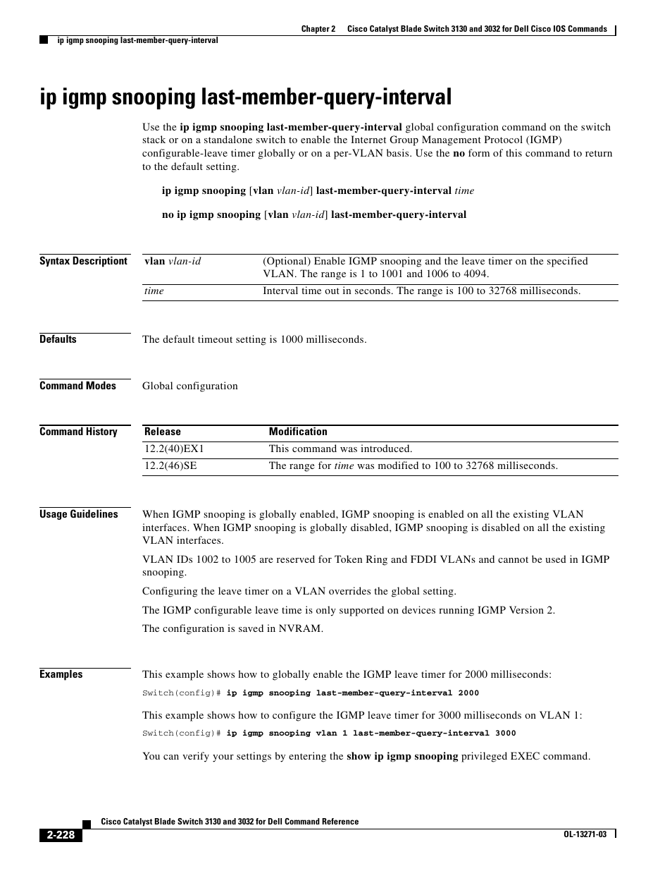 Ip igmp snooping last-member-query-interval | Dell POWEREDGE M1000E User Manual | Page 258 / 1082