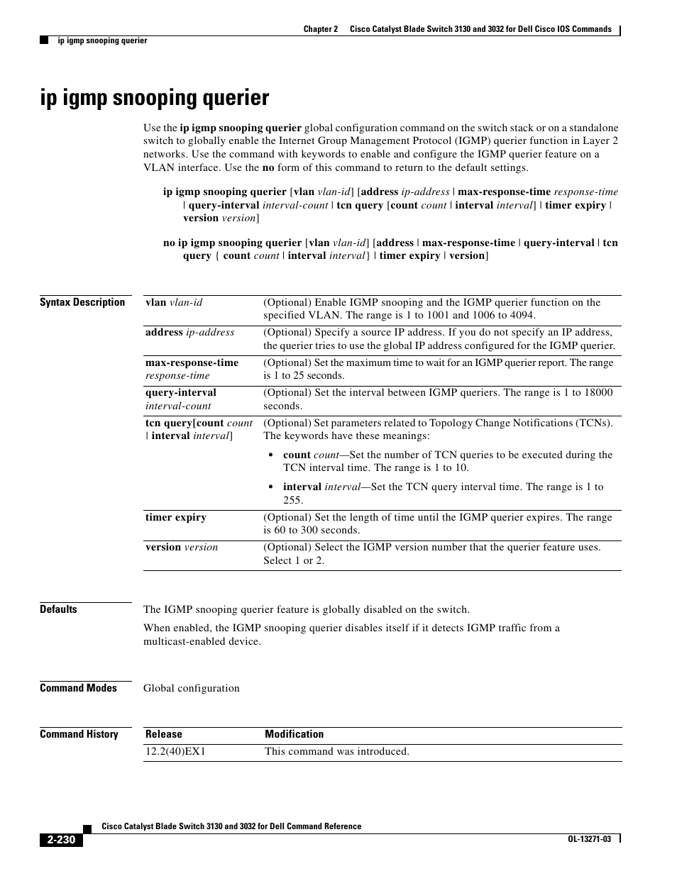 Ip igmp snooping querier | Dell POWEREDGE M1000E User Manual | Page 260 / 1082