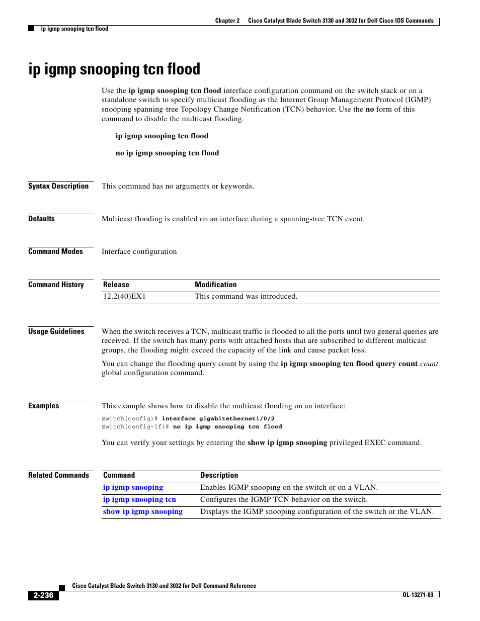 Ip igmp snooping tcn flood | Dell POWEREDGE M1000E User Manual | Page 266 / 1082