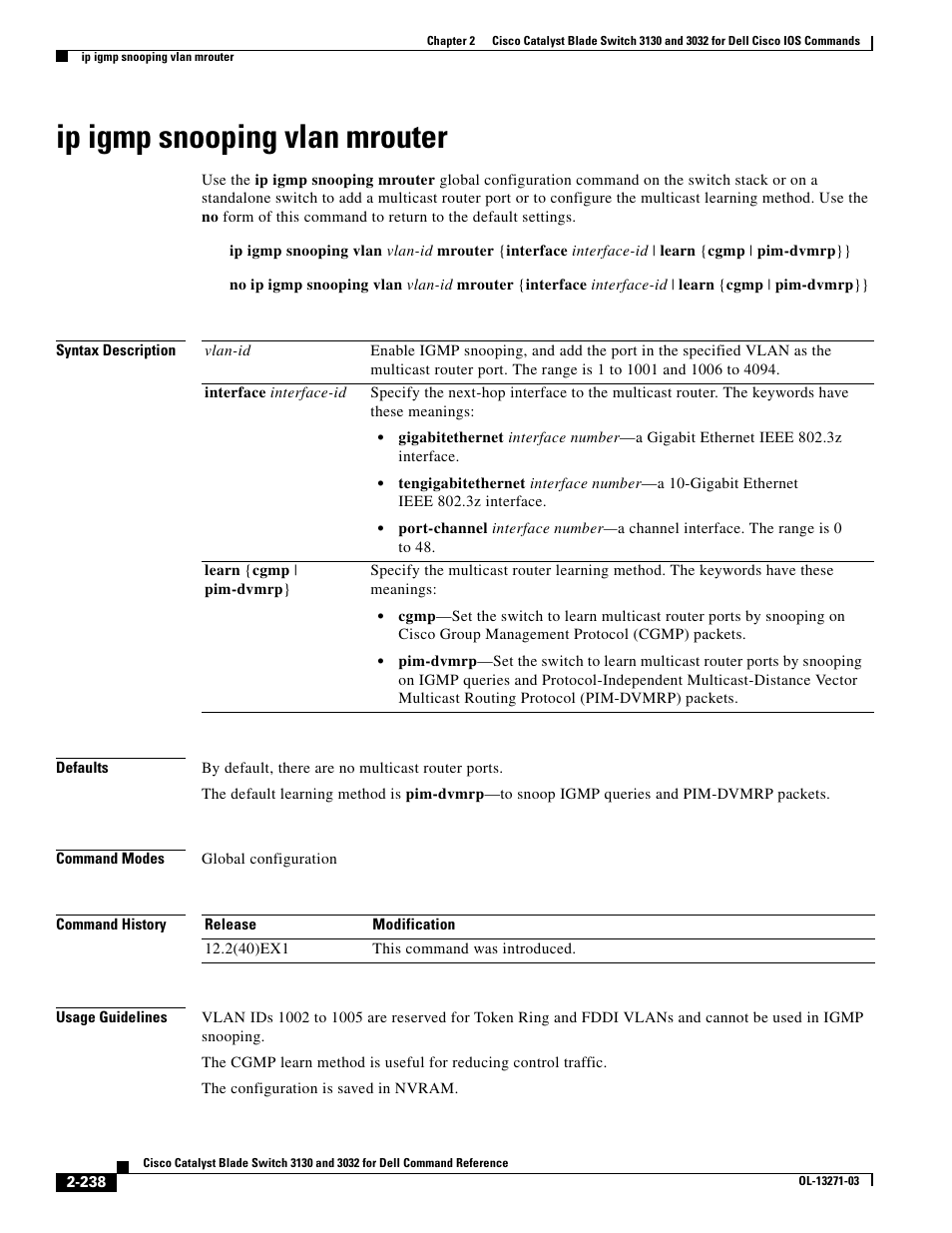 Ip igmp snooping vlan mrouter | Dell POWEREDGE M1000E User Manual | Page 268 / 1082