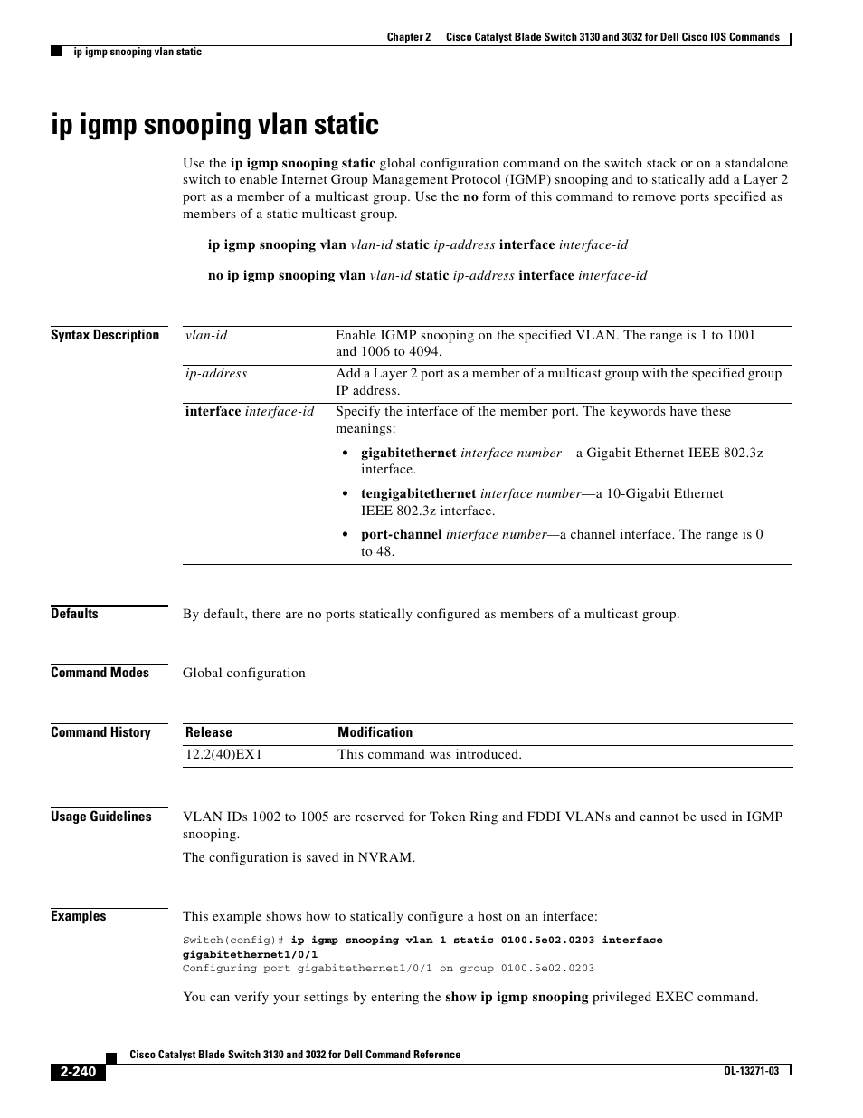 Ip igmp snooping vlan static | Dell POWEREDGE M1000E User Manual | Page 270 / 1082