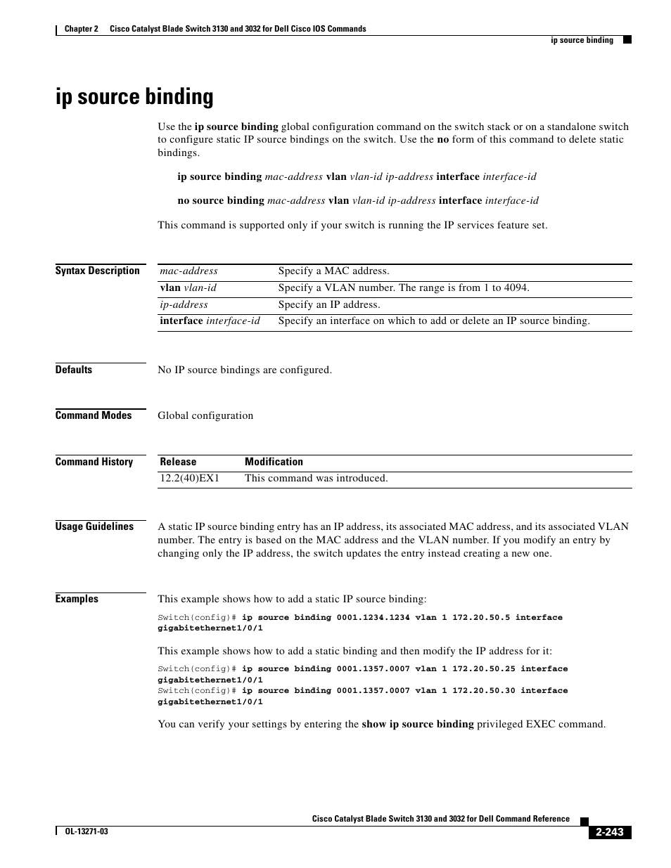 Ip source binding | Dell POWEREDGE M1000E User Manual | Page 273 / 1082