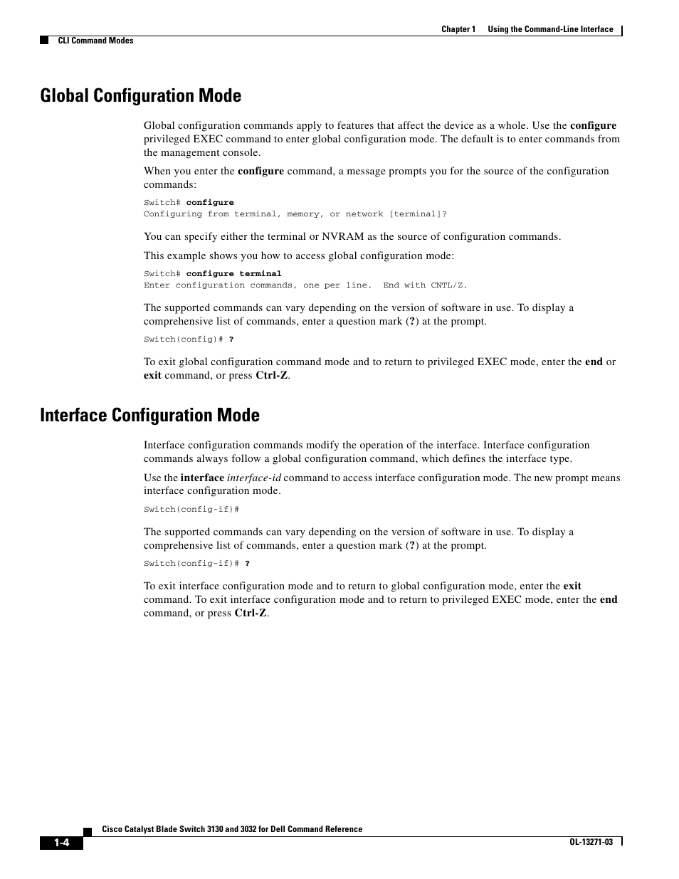 Global configuration mode, Interface configuration mode | Dell POWEREDGE M1000E User Manual | Page 28 / 1082