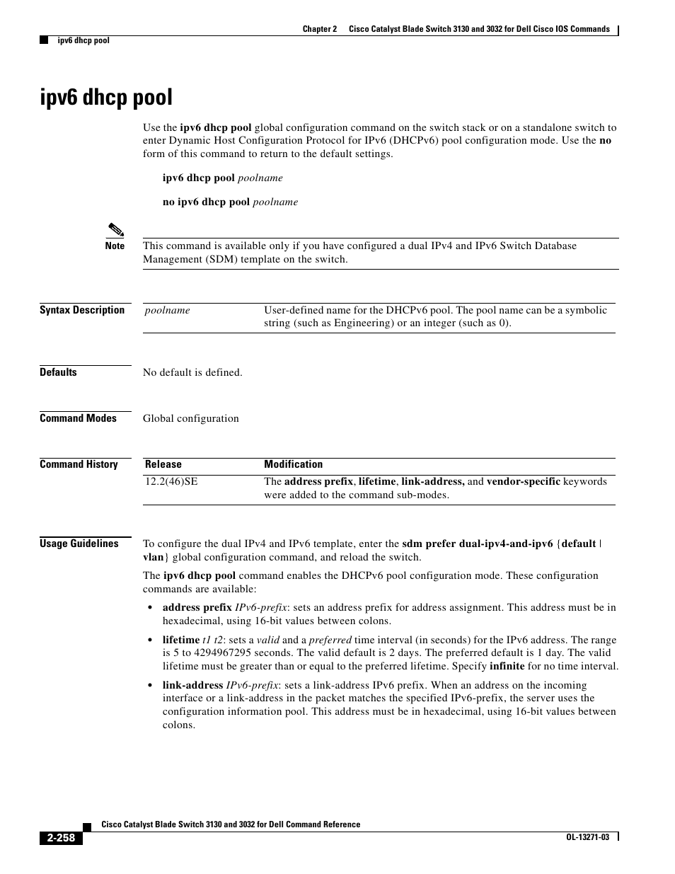 Ipv6 dhcp pool | Dell POWEREDGE M1000E User Manual | Page 288 / 1082