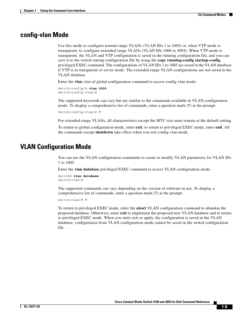 Config-vlan mode, Vlan configuration mode | Dell POWEREDGE M1000E User Manual | Page 29 / 1082