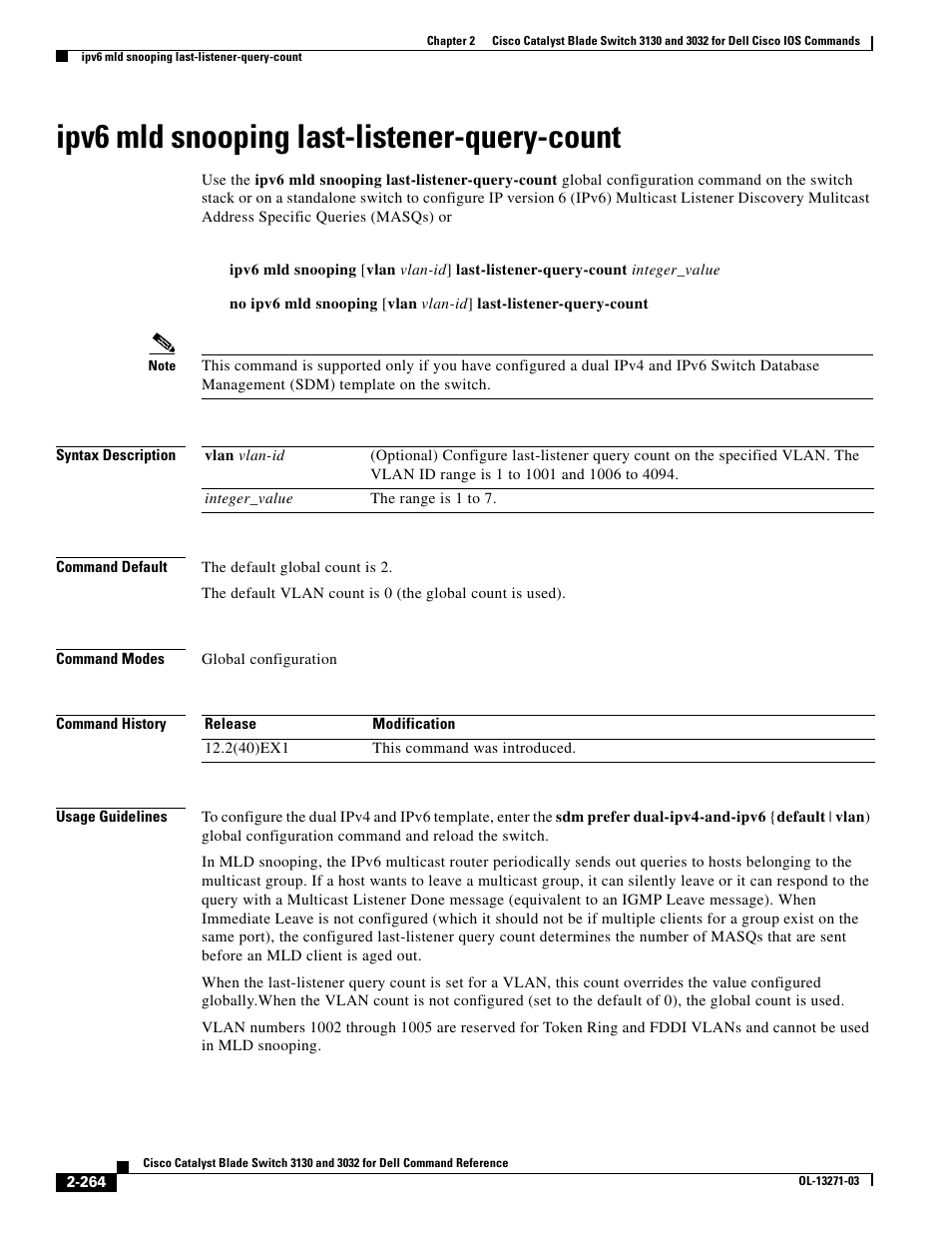 Ipv6 mld snooping last-listener-query-count | Dell POWEREDGE M1000E User Manual | Page 294 / 1082