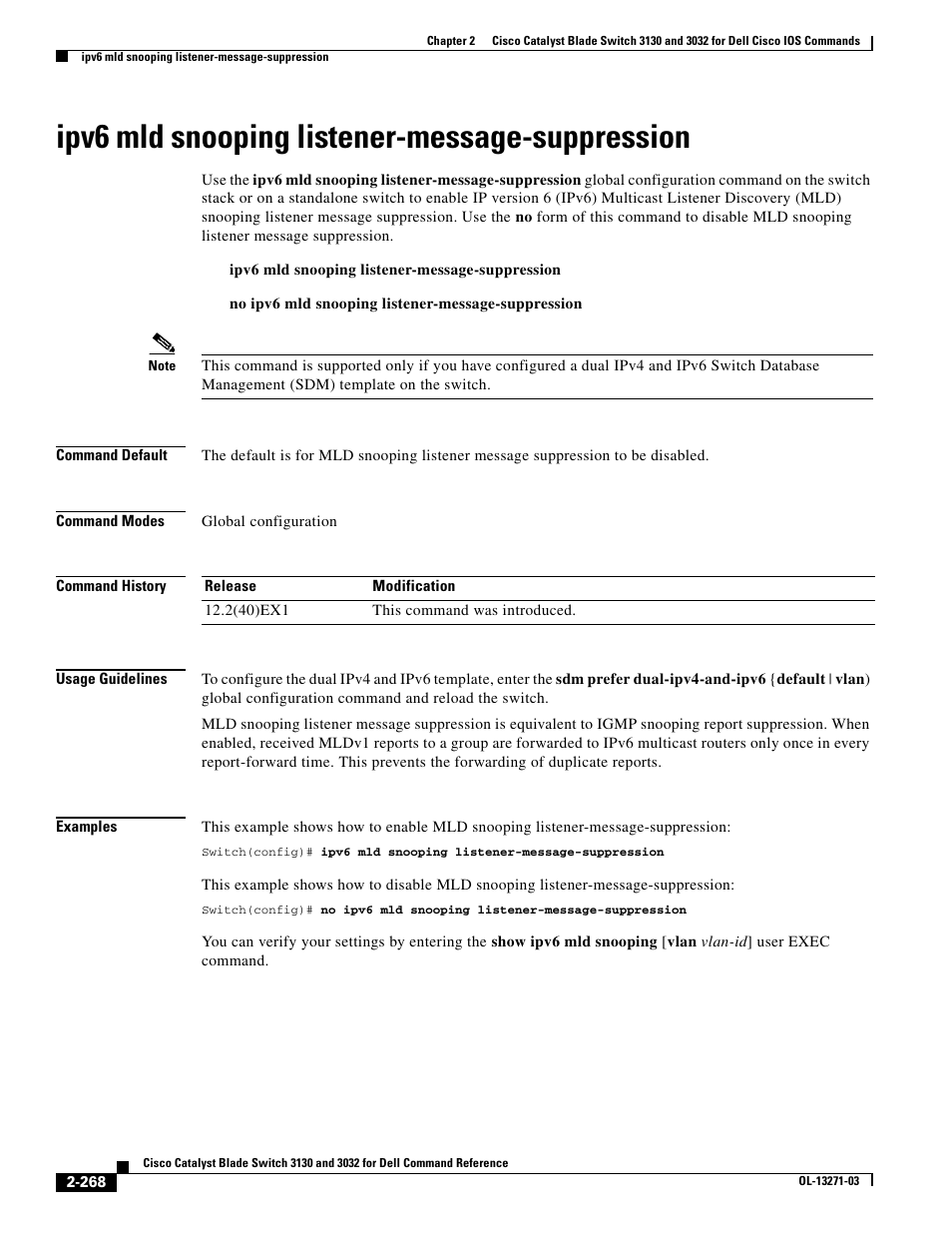 Ipv6 mld snooping listener-message-suppression | Dell POWEREDGE M1000E User Manual | Page 298 / 1082