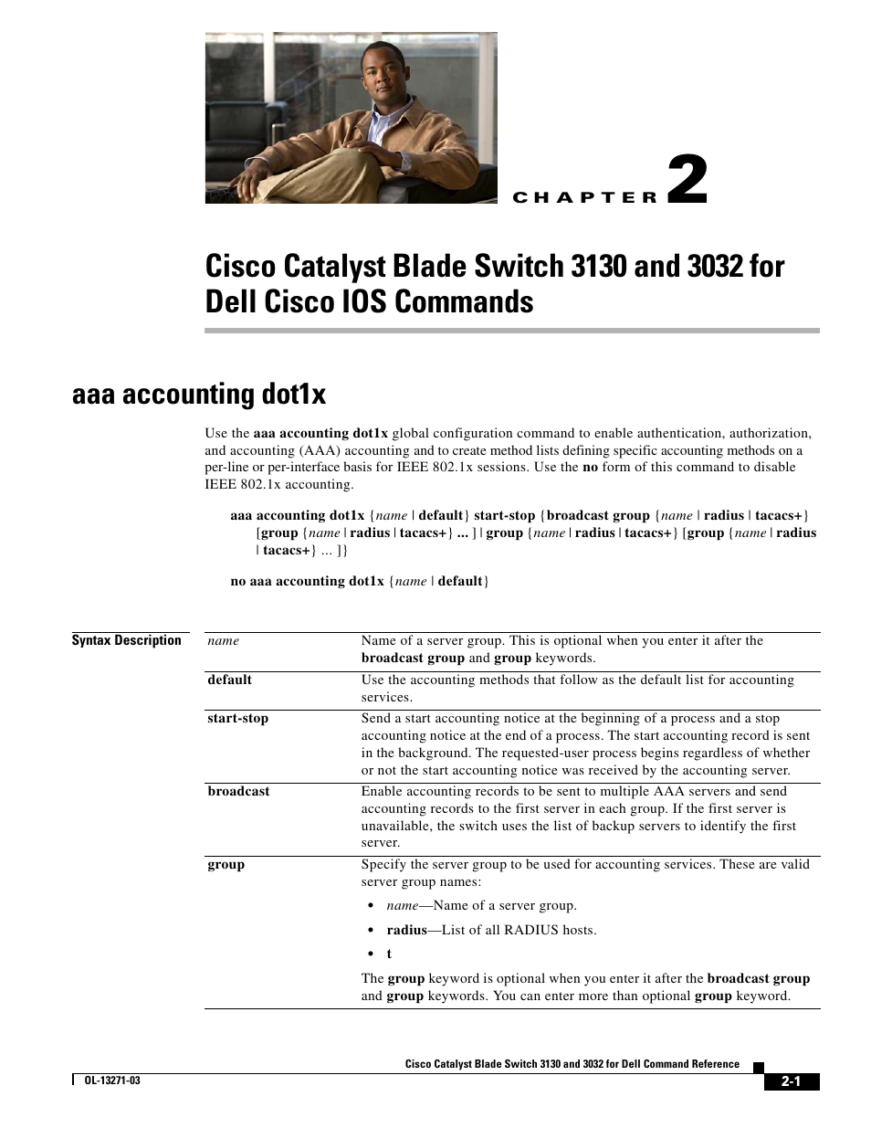 Aaa accounting dot1x, Chapter 2, “cisco catalyst | Dell POWEREDGE M1000E User Manual | Page 31 / 1082