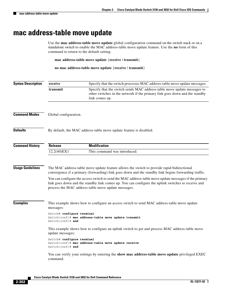 Mac address-table move update | Dell POWEREDGE M1000E User Manual | Page 332 / 1082