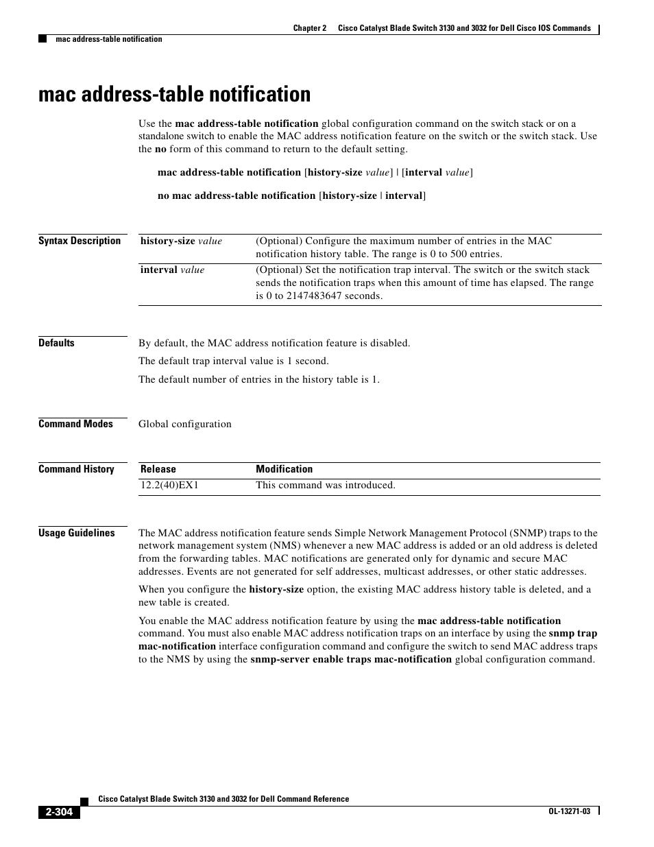 Mac address-table notification | Dell POWEREDGE M1000E User Manual | Page 334 / 1082