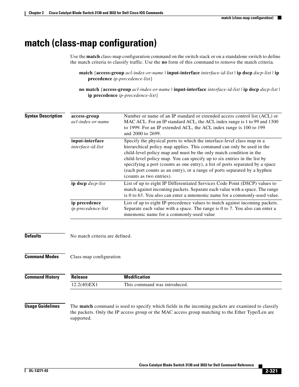 Match (class-map configuration) | Dell POWEREDGE M1000E User Manual | Page 351 / 1082