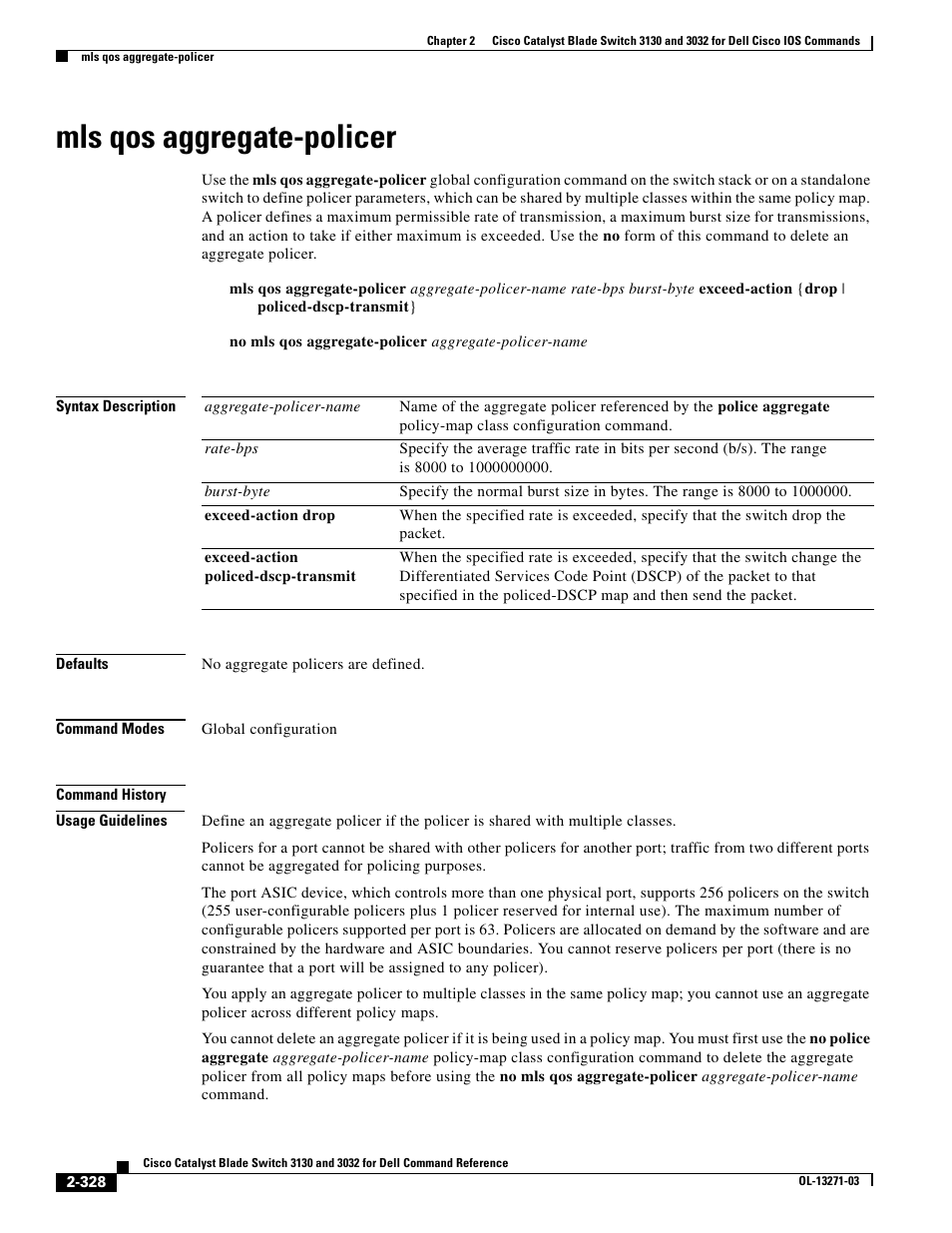 Mls qos aggregate-policer | Dell POWEREDGE M1000E User Manual | Page 358 / 1082