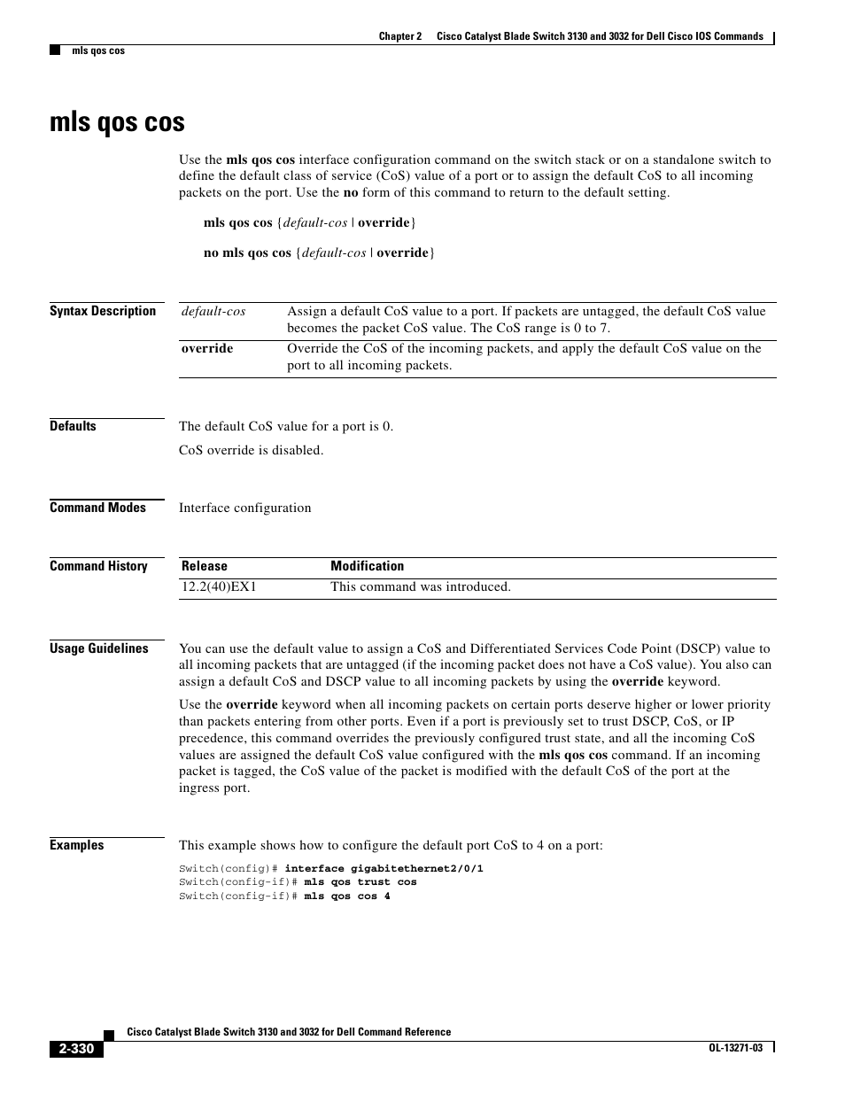 Mls qos cos | Dell POWEREDGE M1000E User Manual | Page 360 / 1082