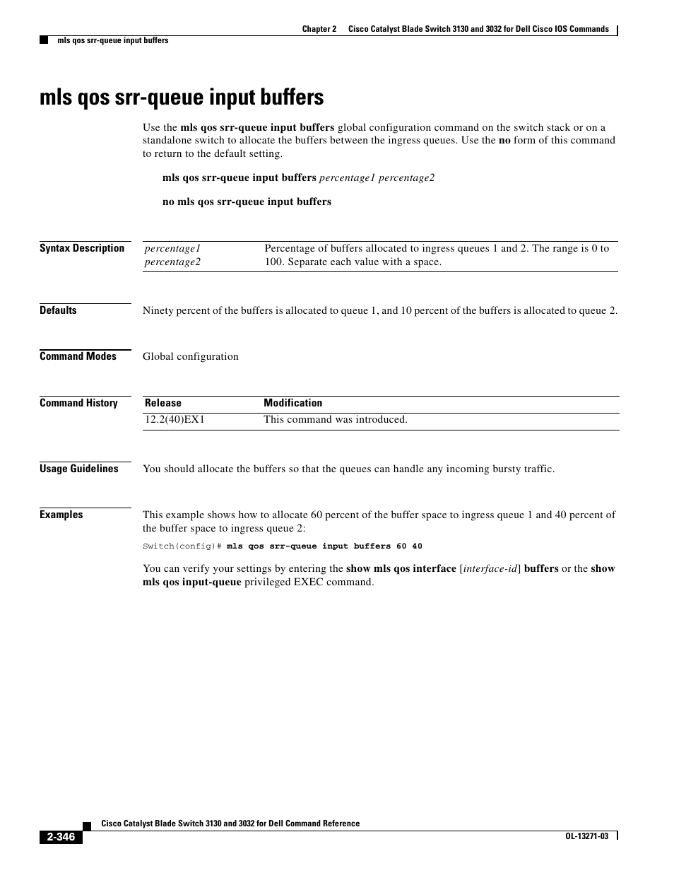 Mls qos srr-queue input buffers | Dell POWEREDGE M1000E User Manual | Page 376 / 1082