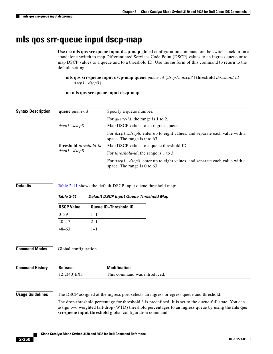 Mls qos srr-queue input dscp-map | Dell POWEREDGE M1000E User Manual | Page 380 / 1082