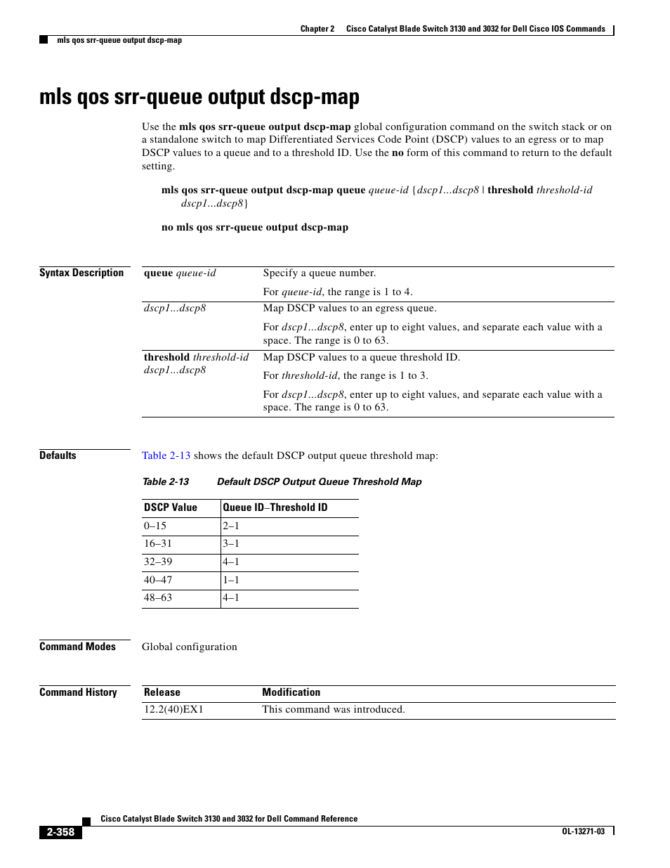 Mls qos srr-queue output dscp-map | Dell POWEREDGE M1000E User Manual | Page 388 / 1082