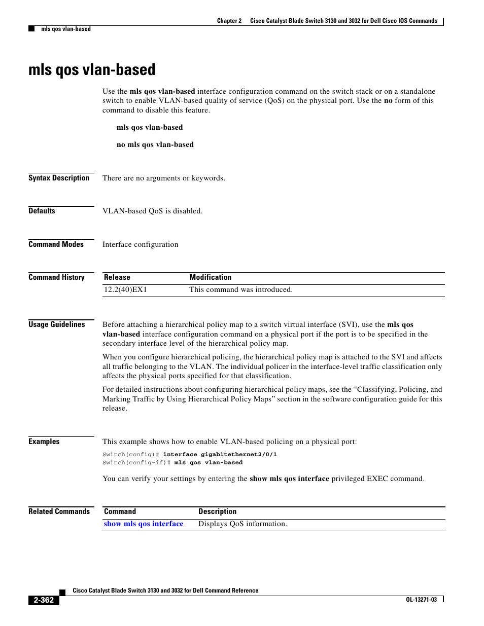 Mls qos vlan-based | Dell POWEREDGE M1000E User Manual | Page 392 / 1082