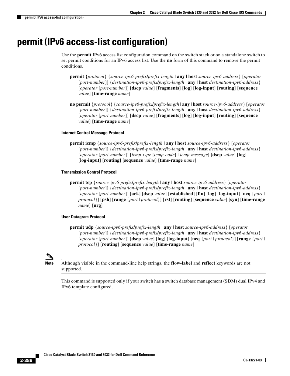 Permit (ipv6 access-list configuration) | Dell POWEREDGE M1000E User Manual | Page 416 / 1082