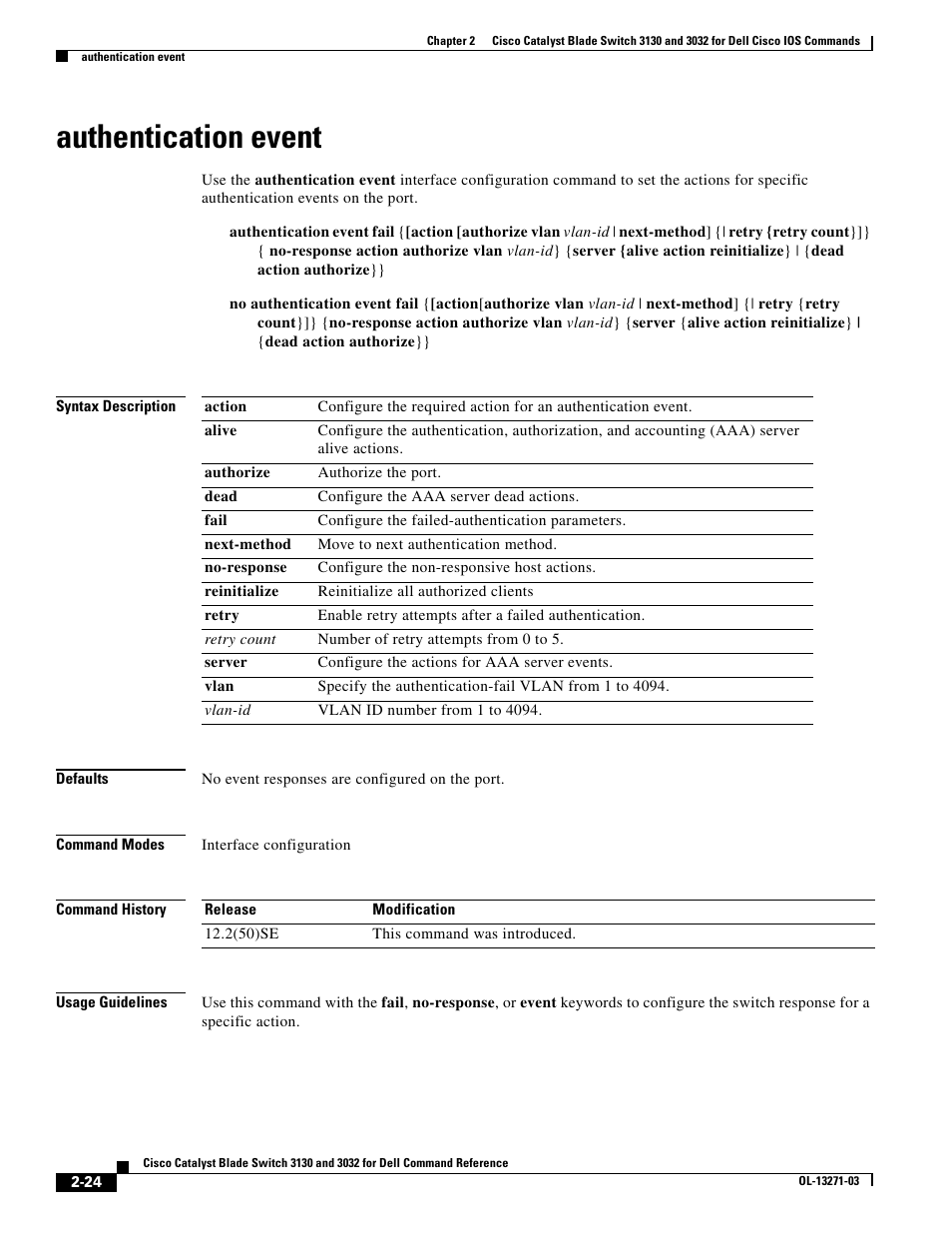 Authentication event | Dell POWEREDGE M1000E User Manual | Page 54 / 1082