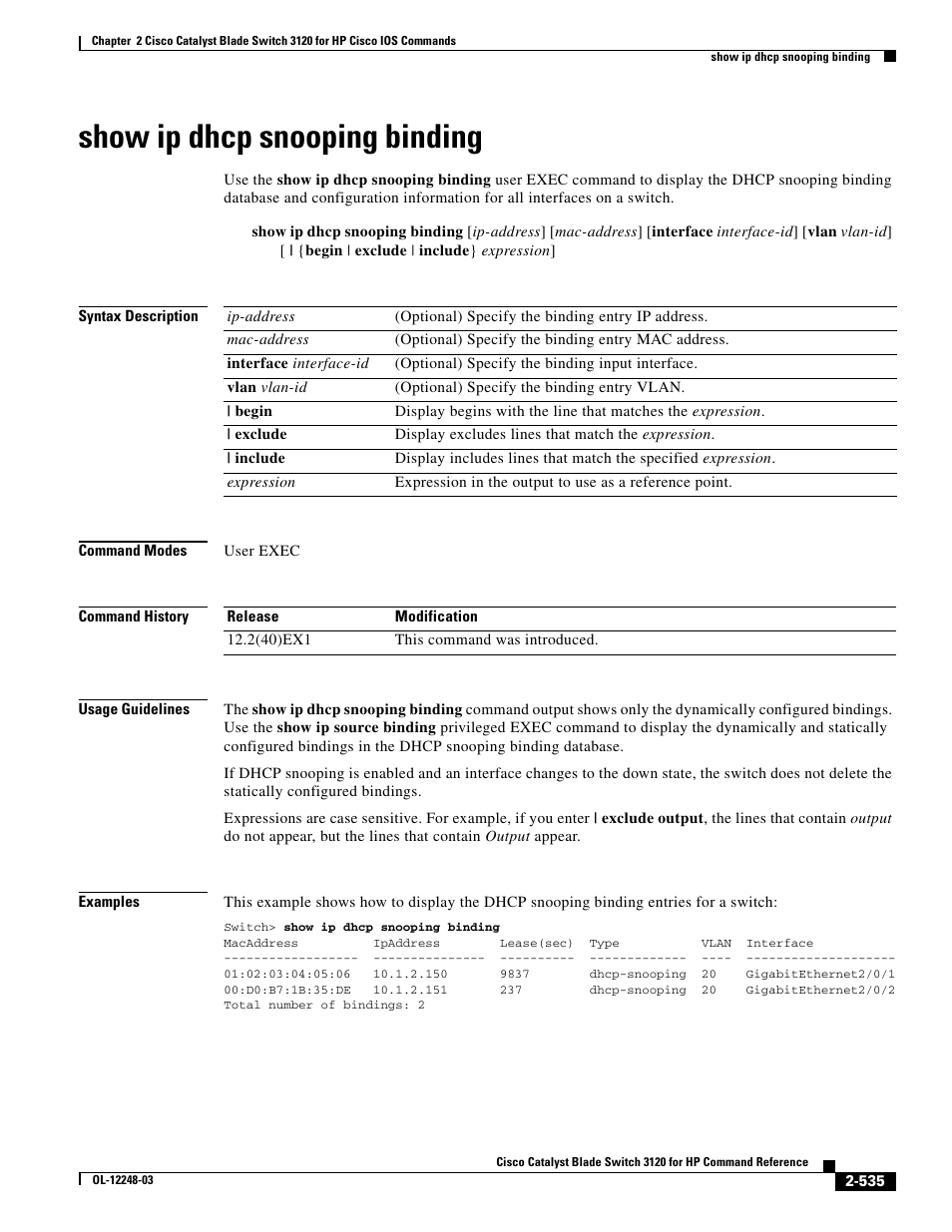 Show ip dhcp snooping binding | Dell POWEREDGE M1000E User Manual | Page 565 / 1082