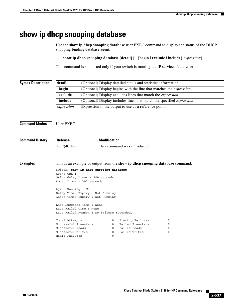 Show ip dhcp snooping database | Dell POWEREDGE M1000E User Manual | Page 567 / 1082