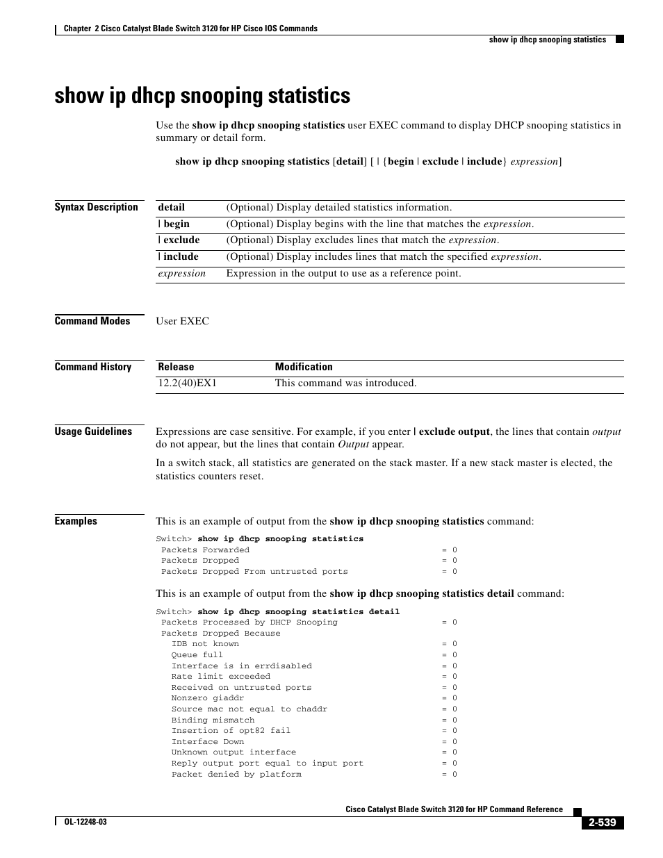 Show ip dhcp snooping statistics | Dell POWEREDGE M1000E User Manual | Page 569 / 1082