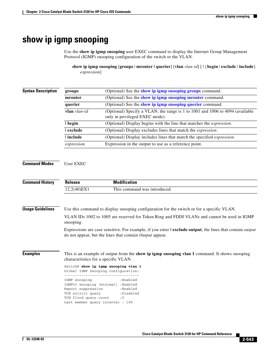 Show ip igmp snooping | Dell POWEREDGE M1000E User Manual | Page 573 / 1082