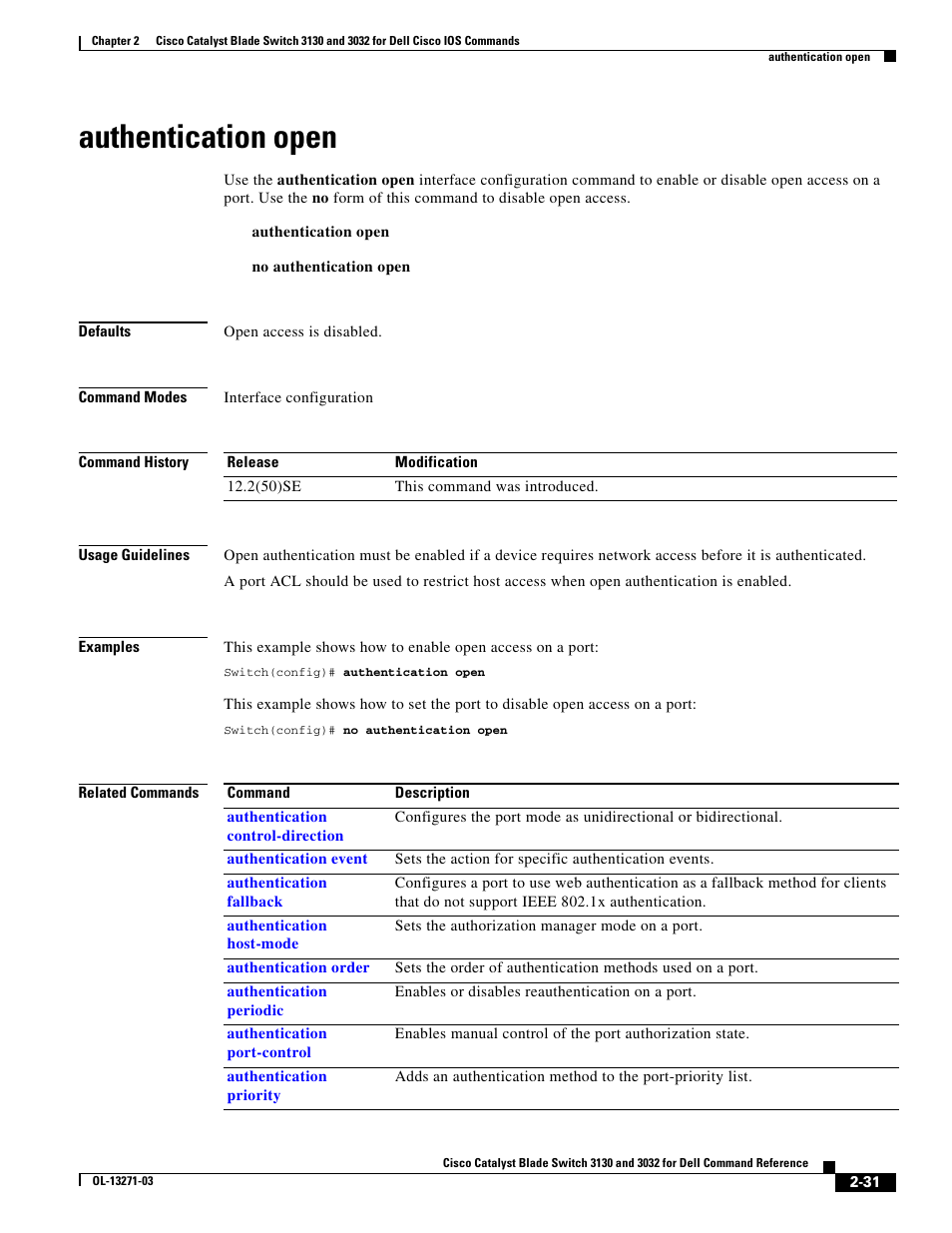 Authentication open | Dell POWEREDGE M1000E User Manual | Page 61 / 1082