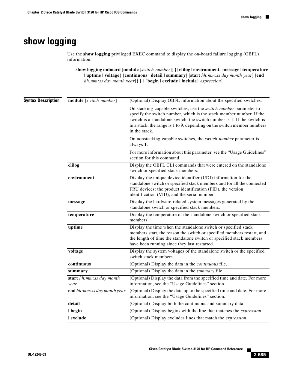 Show logging, Onboard | Dell POWEREDGE M1000E User Manual | Page 615 / 1082