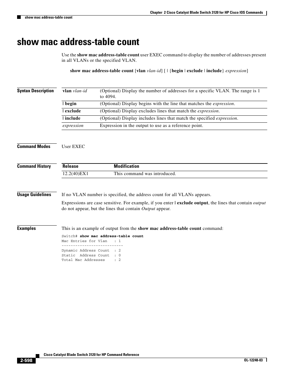 Show mac address-table count | Dell POWEREDGE M1000E User Manual | Page 628 / 1082