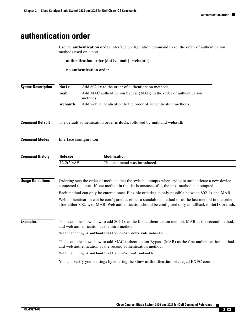 Authentication order | Dell POWEREDGE M1000E User Manual | Page 63 / 1082