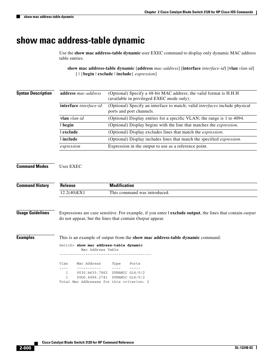 Show mac address-table dynamic | Dell POWEREDGE M1000E User Manual | Page 630 / 1082