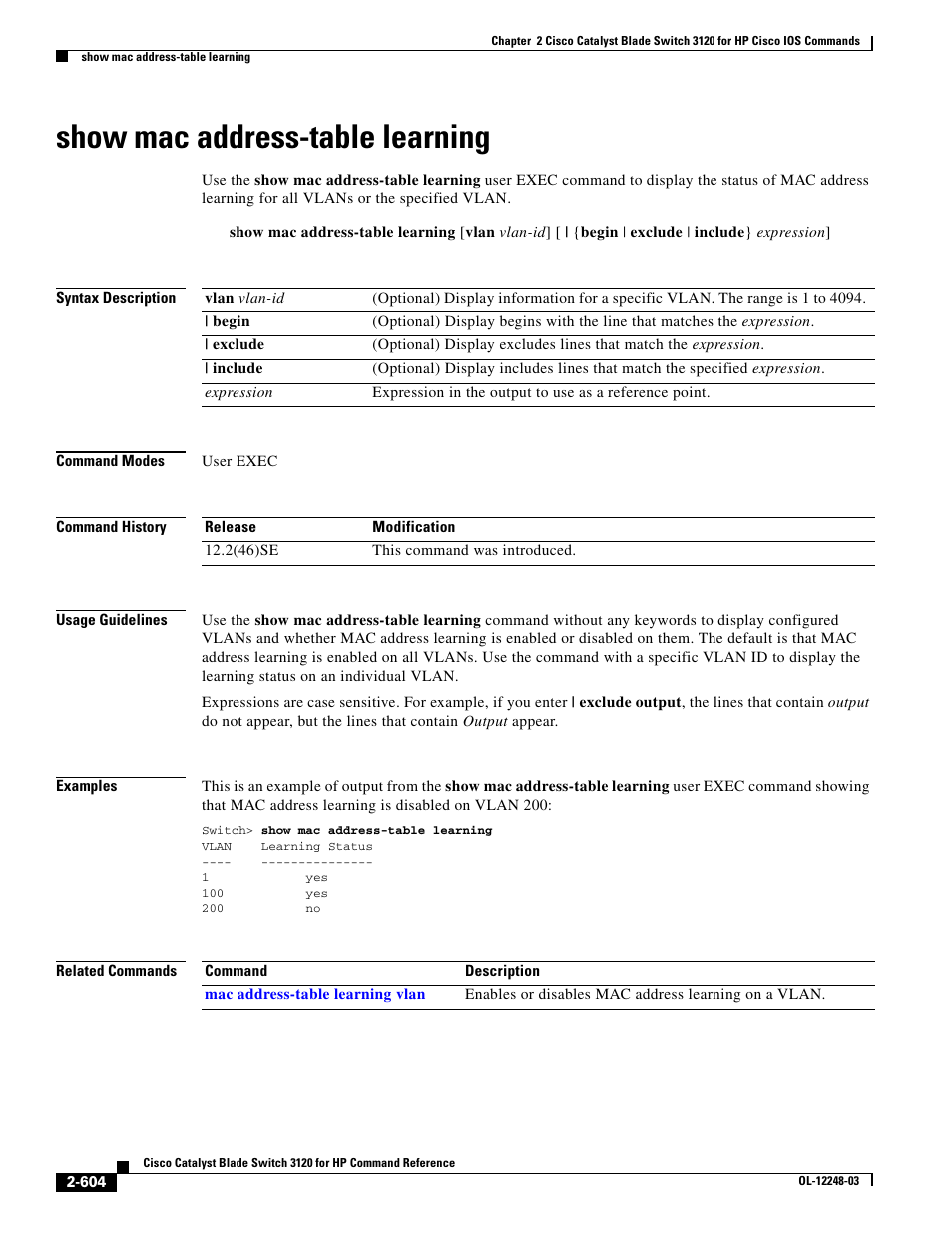 Show mac address-table learning | Dell POWEREDGE M1000E User Manual | Page 634 / 1082