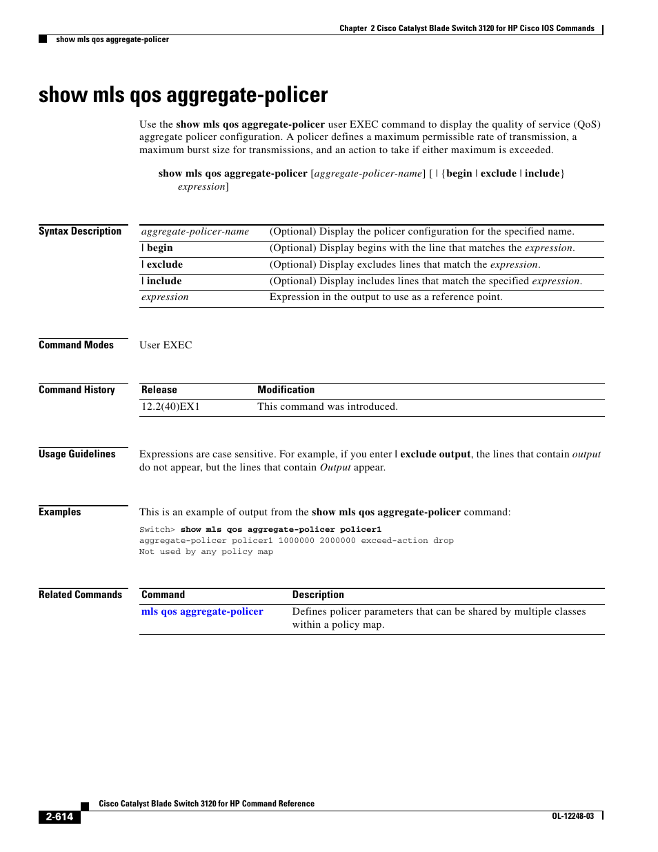 Show mls qos aggregate-policer | Dell POWEREDGE M1000E User Manual | Page 644 / 1082