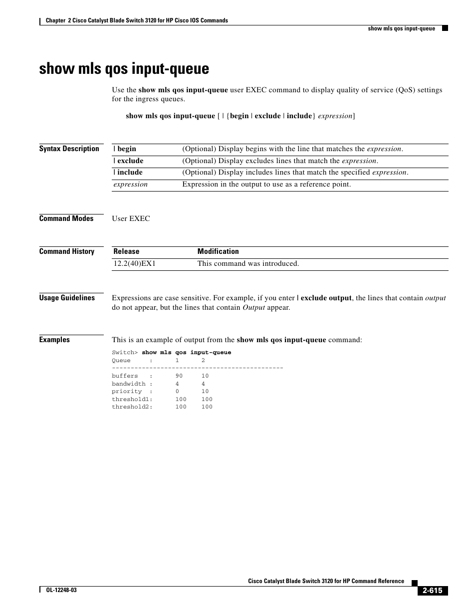 Show mls qos input-queue | Dell POWEREDGE M1000E User Manual | Page 645 / 1082