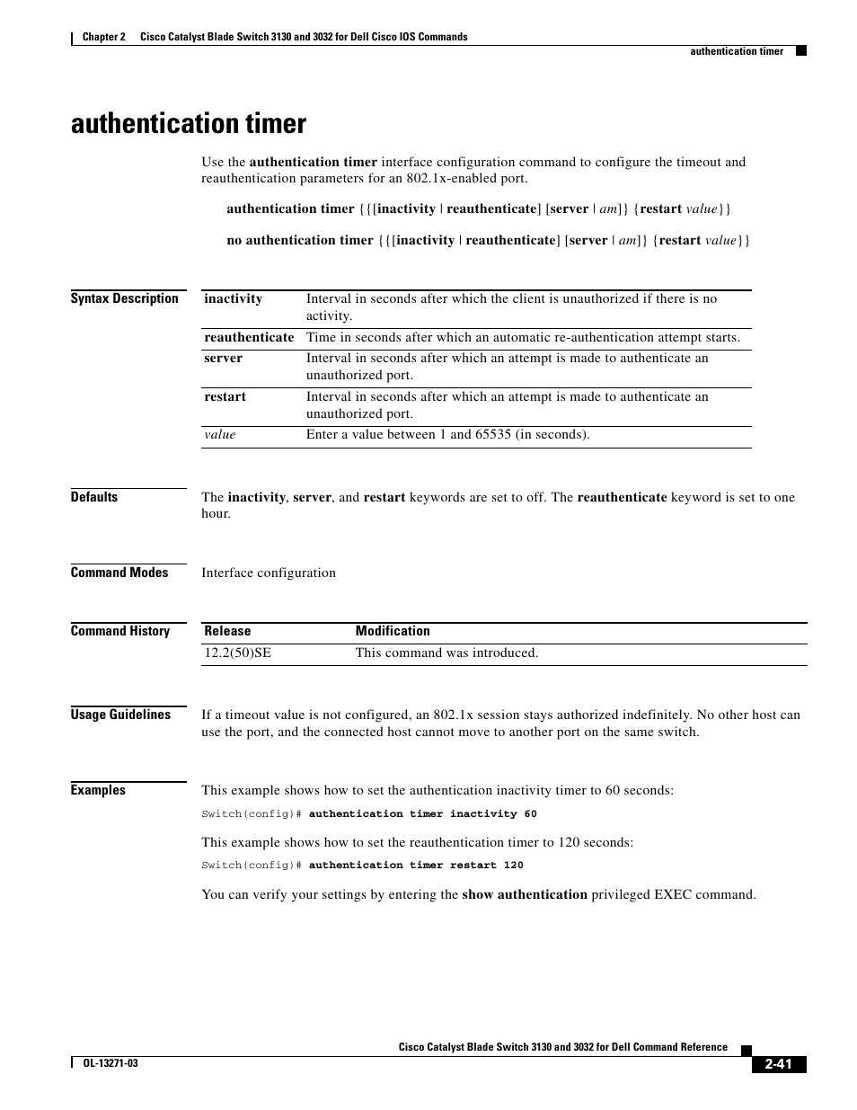 Authentication timer | Dell POWEREDGE M1000E User Manual | Page 71 / 1082