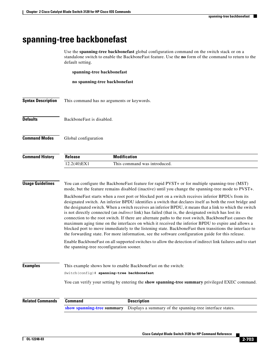 Spanning-tree backbonefast | Dell POWEREDGE M1000E User Manual | Page 733 / 1082