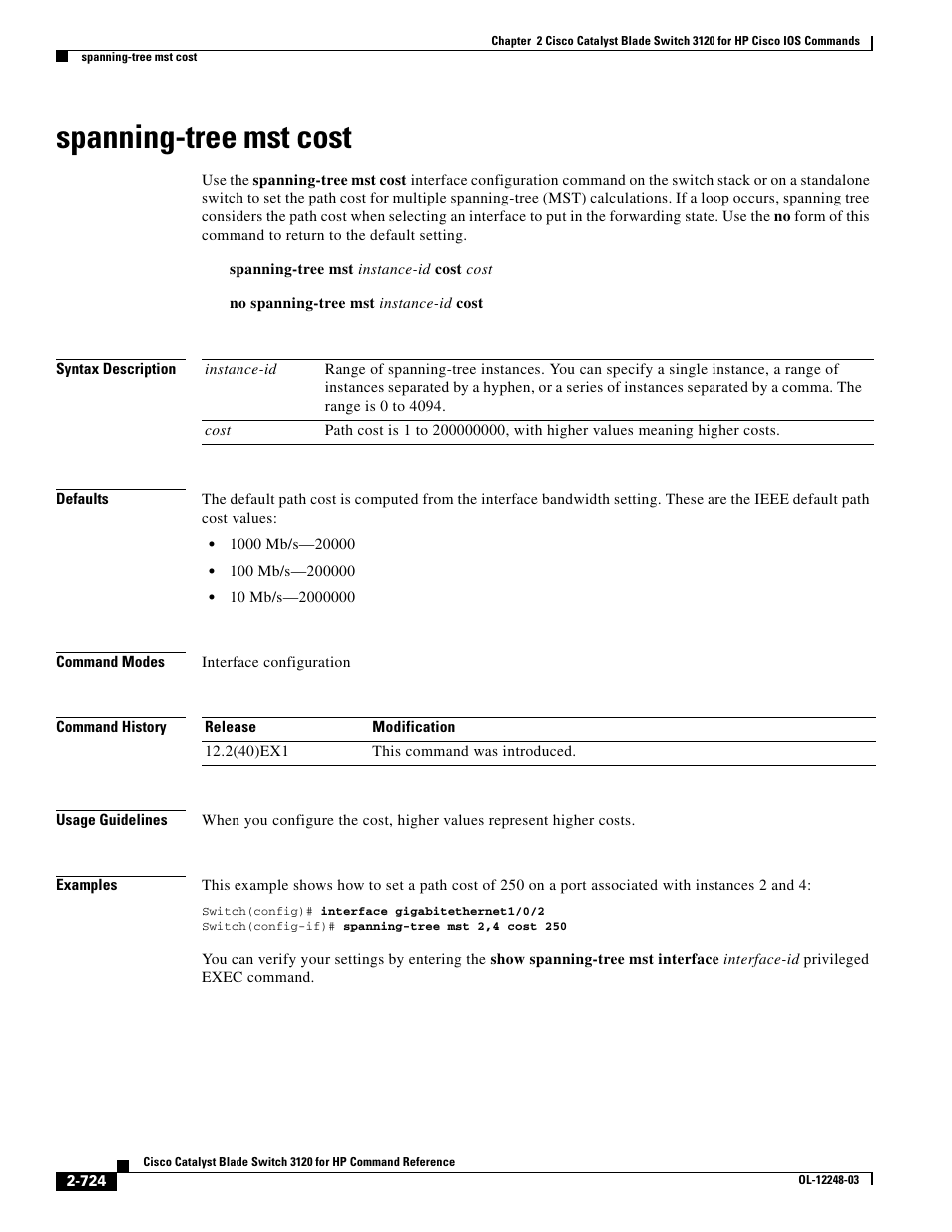 Spanning-tree mst cost | Dell POWEREDGE M1000E User Manual | Page 754 / 1082