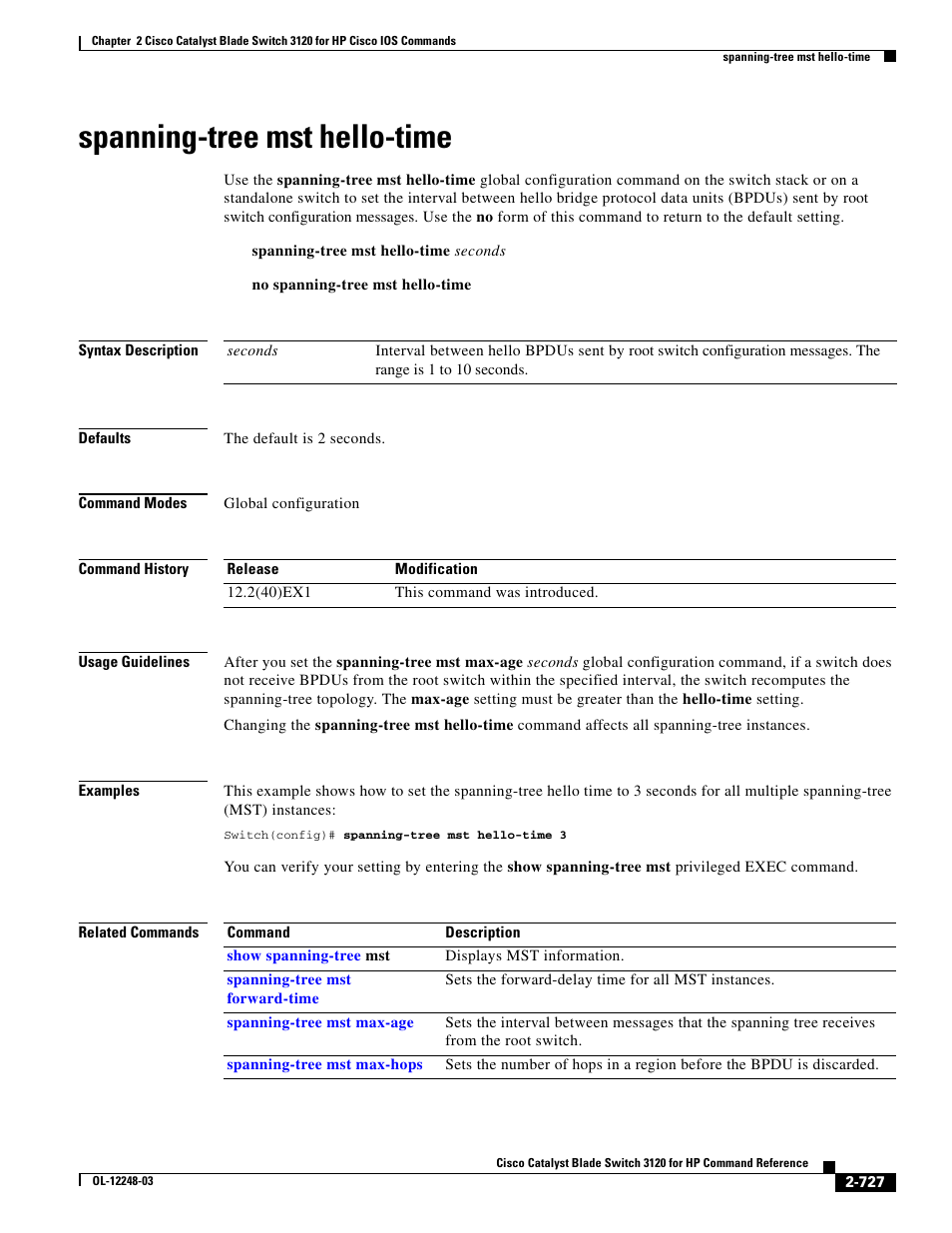 Spanning-tree mst hello-time | Dell POWEREDGE M1000E User Manual | Page 757 / 1082