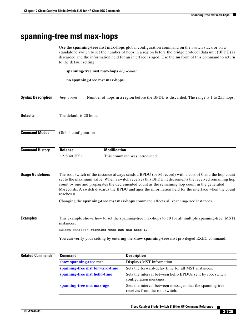 Spanning-tree mst max-hops | Dell POWEREDGE M1000E User Manual | Page 759 / 1082